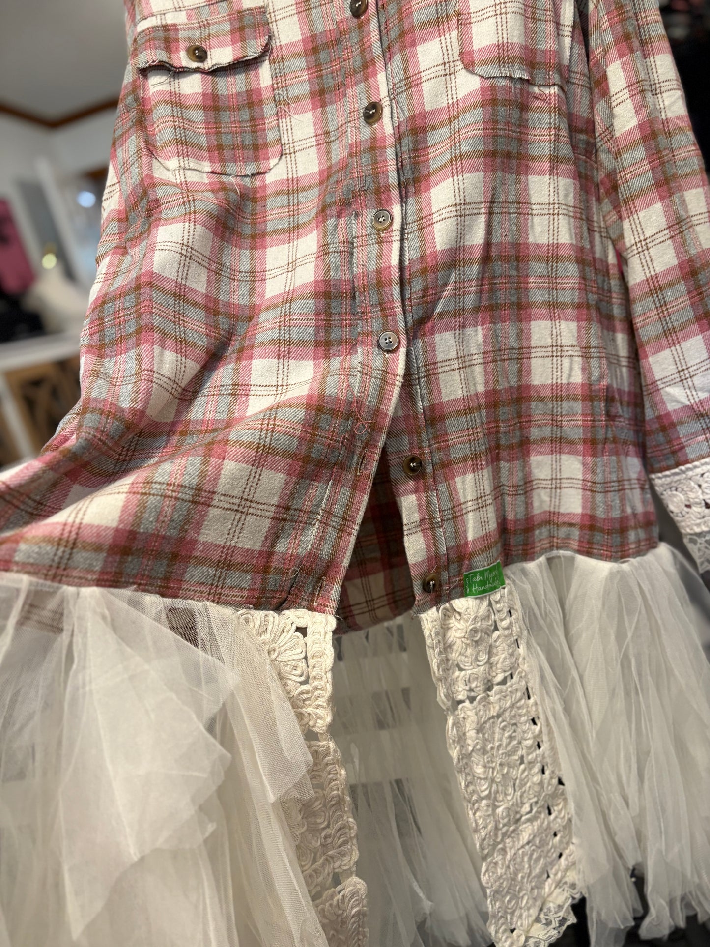 Pretty in Pink Plaid Upcycled Patchwork Dress One Size Fits a  Small to XXL