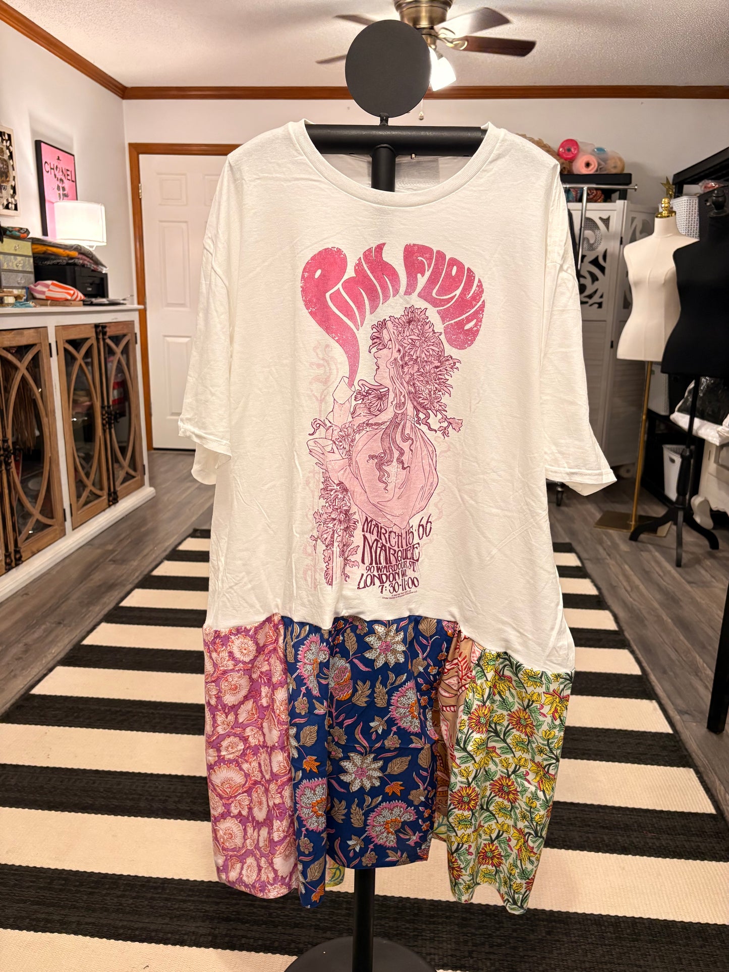 Pink Patchwork Bottom Tee Dress OVERSIZED Fits a Small to 3X