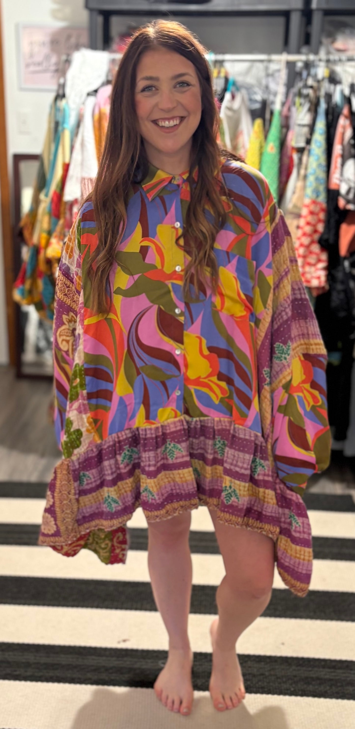 Groovy Upcycled Long Top One Size Fits a Large to 4X