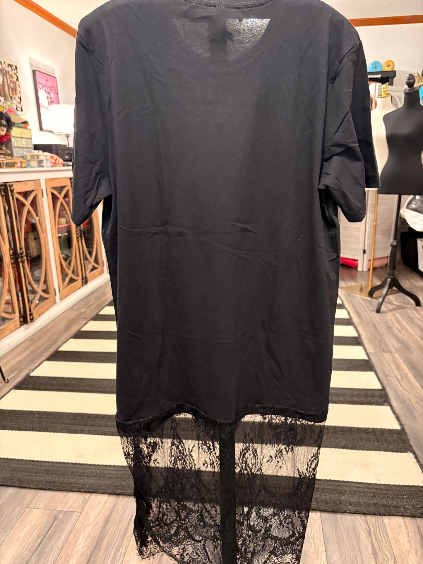 Rock and Roll Soul Lace Bottom Tee Dress OVERSIZED Fits a Small and Large