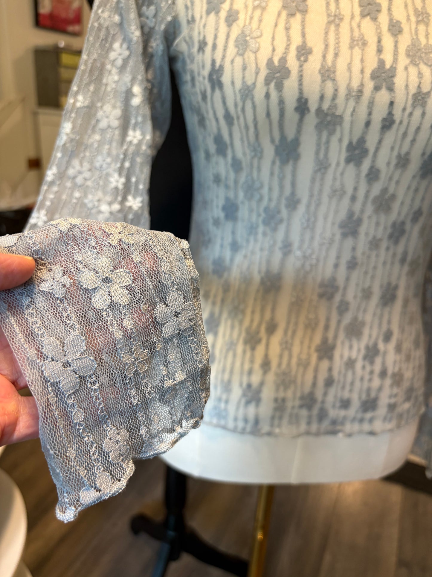Beautiful Blue Mesh Top