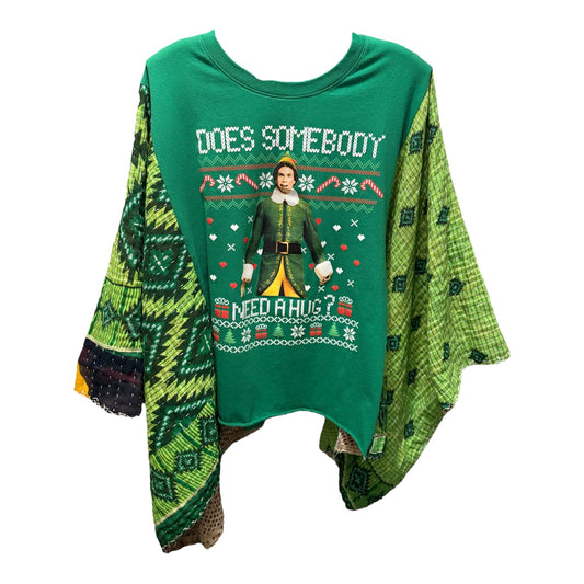 Hugs Upcycled Vintage Kantha Poncho Tee One Size Fits a Small to XXL
