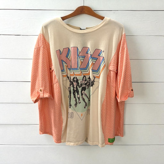 Kiss Upcycled Drop Sleeve Tee One Size Fits an XL to 3X