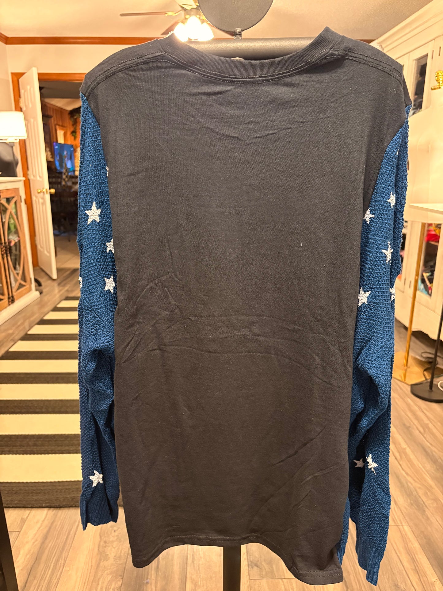 Reach for the Stars Star Sweater Tee One Size Fits a Large to 3X Oversized (blue)