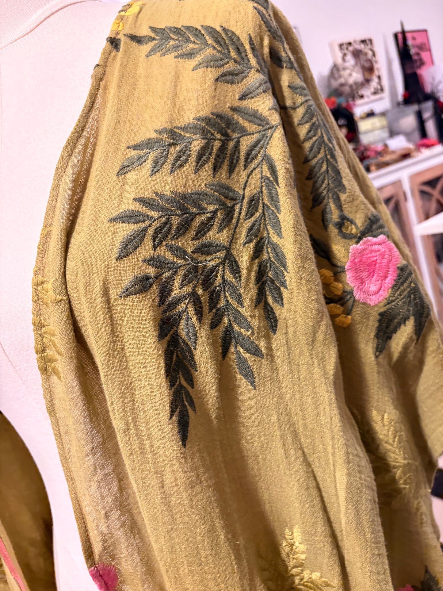 Riviera Hand Embroidered Kimono by Aratta One Size Fits a Small to 3X