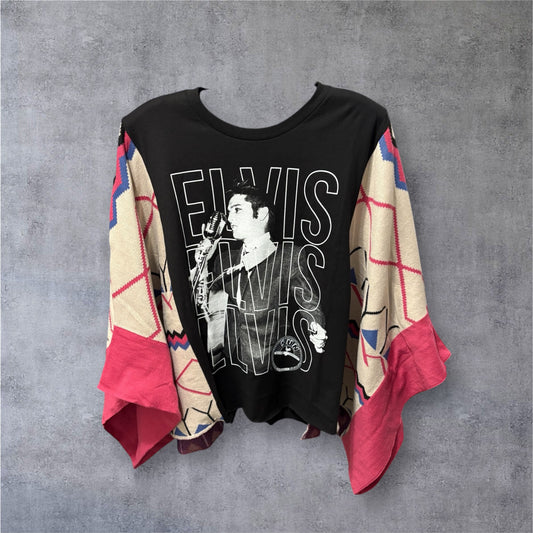 Elvis Upcycled Drop Sleeve Poncho One Size Fits a Small to XL