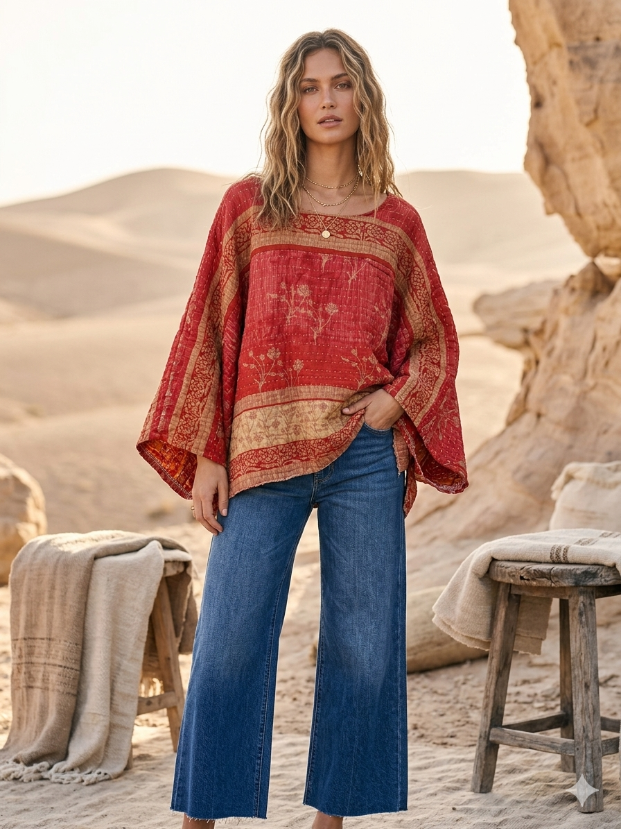 Callie Kantha Top One Size Fits a Small to XXL