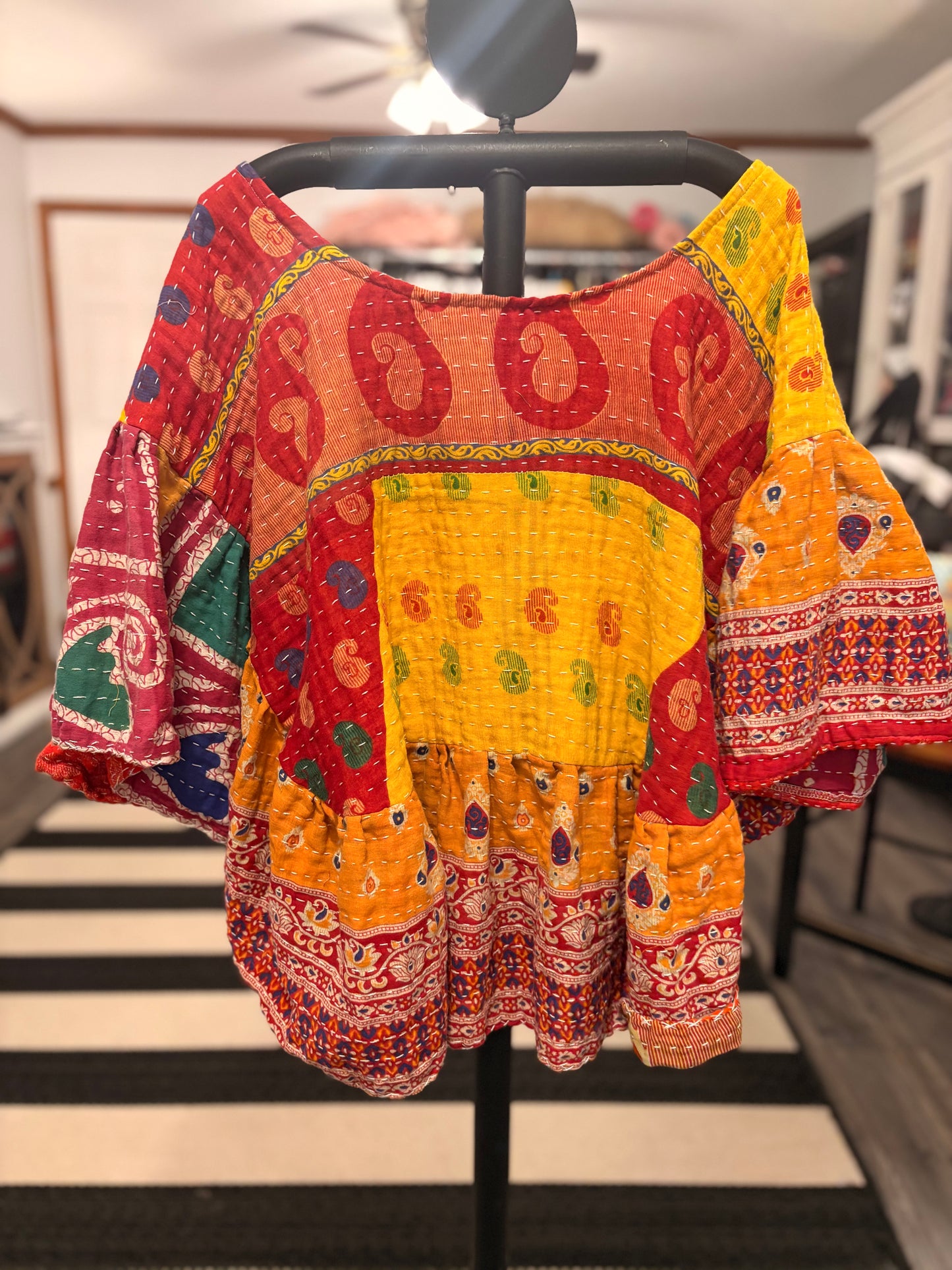 Janice Kantha Circle Top One Size Fits a Small to 3X