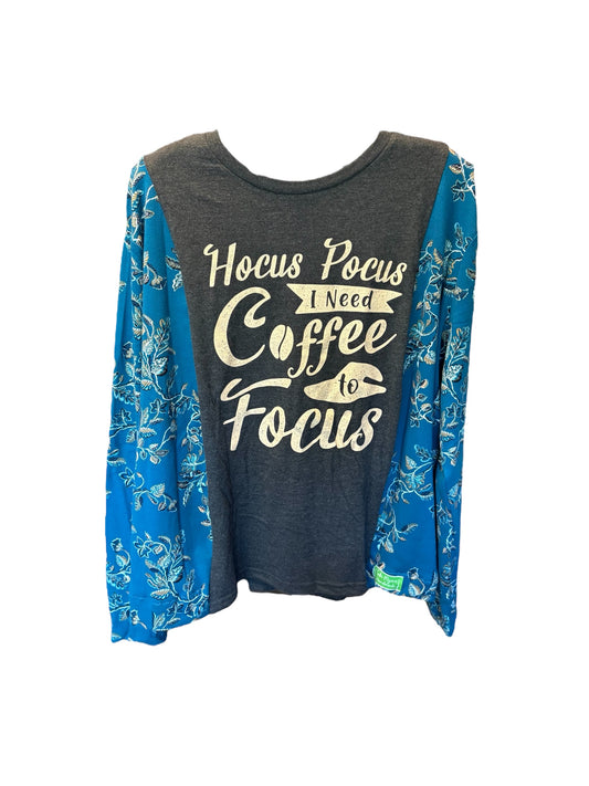 Hocus Pocus Coffee Upcycled Drop-Sleeve Flannel Tee One Size Fits a Small to XL