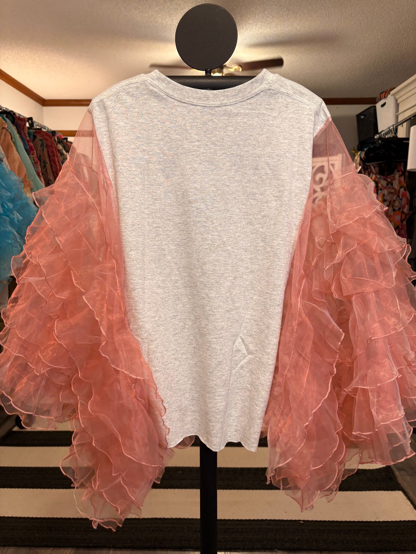 Pink Stones Rockstar Ruffle Top One Size Fits a Small to XL