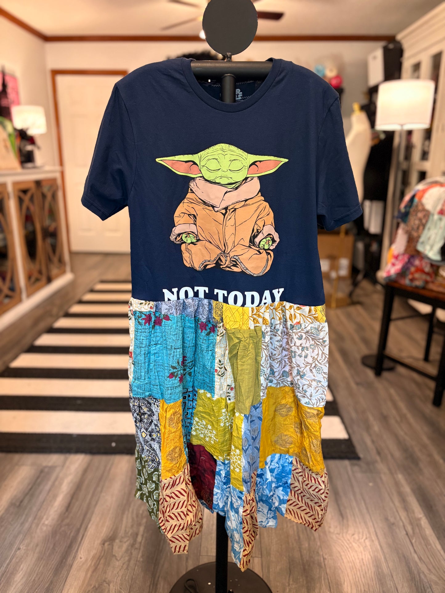 Not Today Upcycled Patchwork Dress One Size Fits a XS to Medium