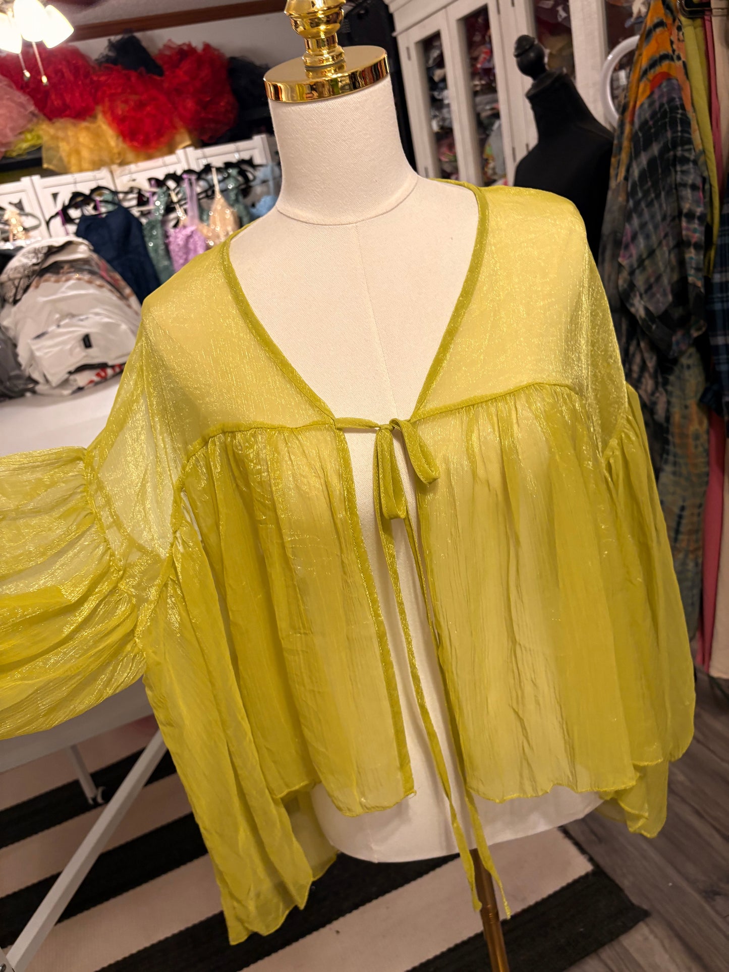 Abby Silk Ruffle Tie Top One Size Fits Small to XL 2-14