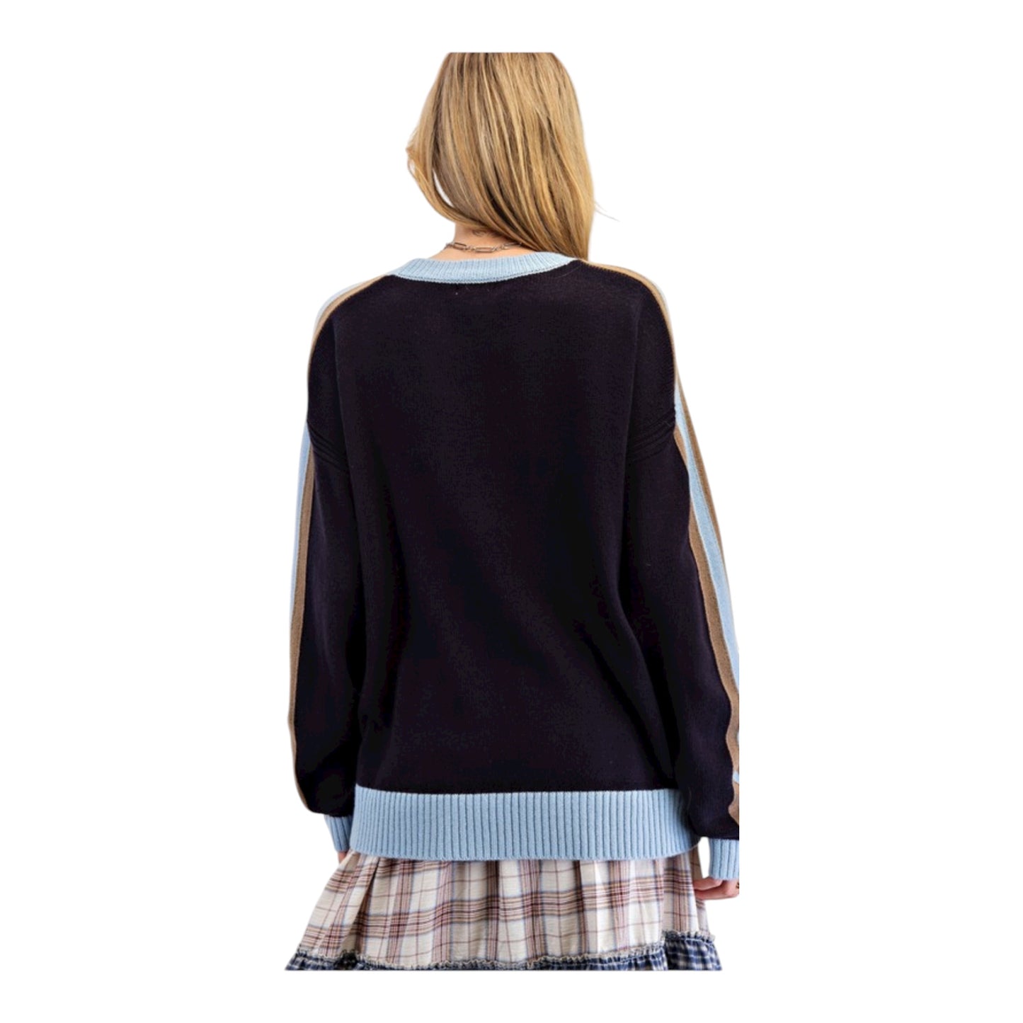 Navy Bon Jour Knit Sweater