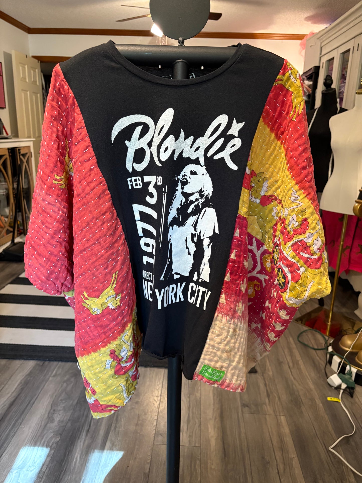 Blondie Upcycled Vintage Kantha Poncho Tee Fits A Size Small to  XL