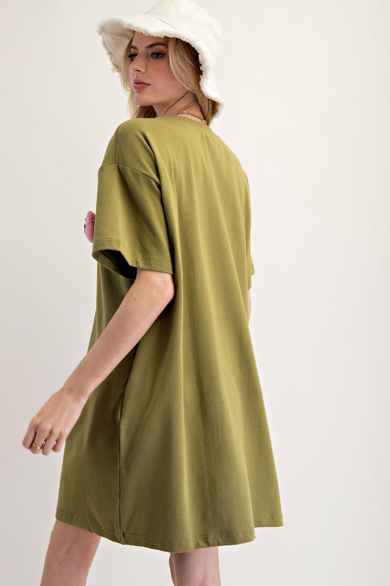 Olive Hello Patched Tunic Tee Dress