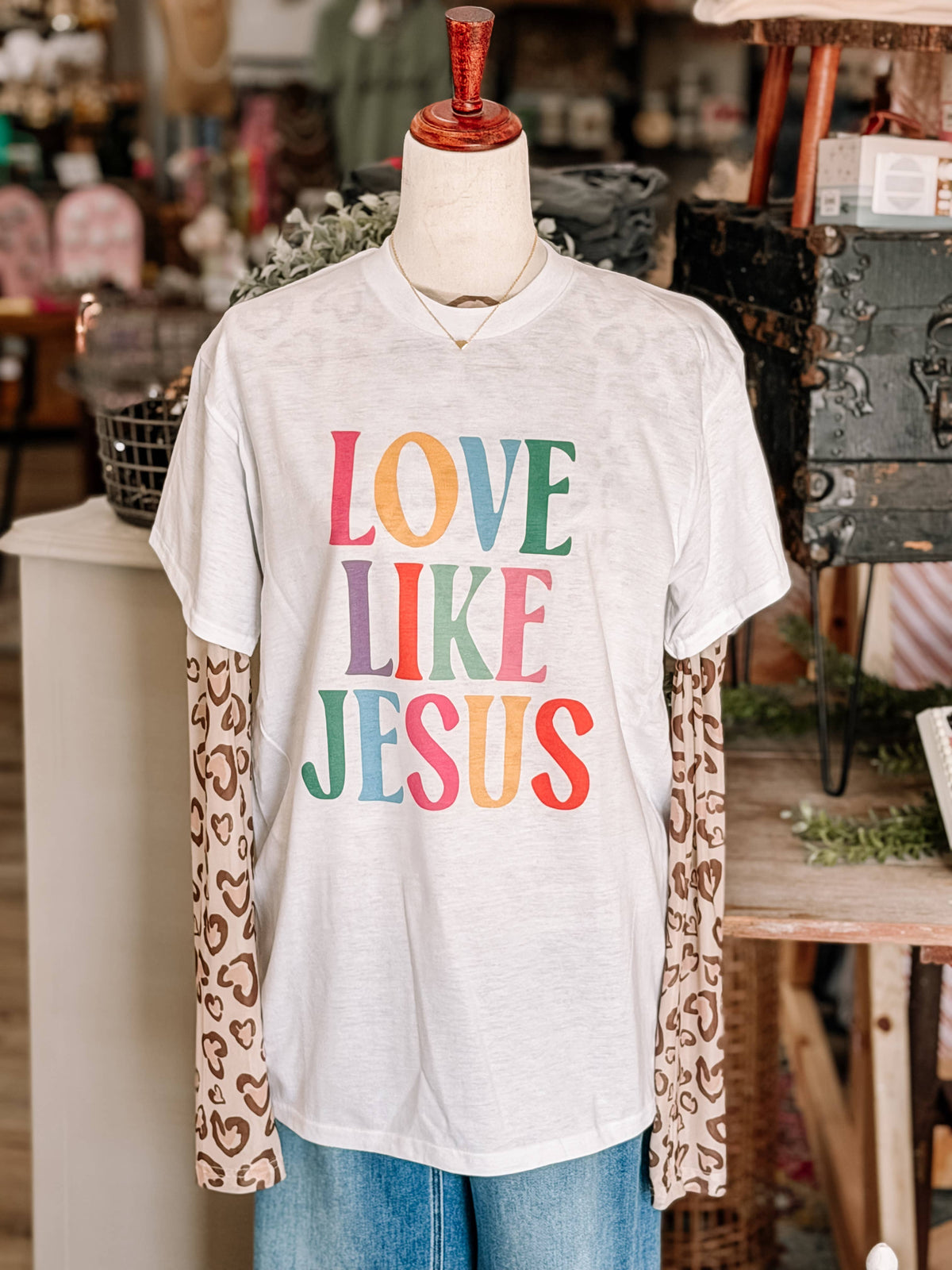 Love Like Jesus Colorful Tshirt or Crewneck: L / Grey Gildan Tshirt
