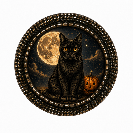 Vintage Halloween Moon & Pumpkin brooch