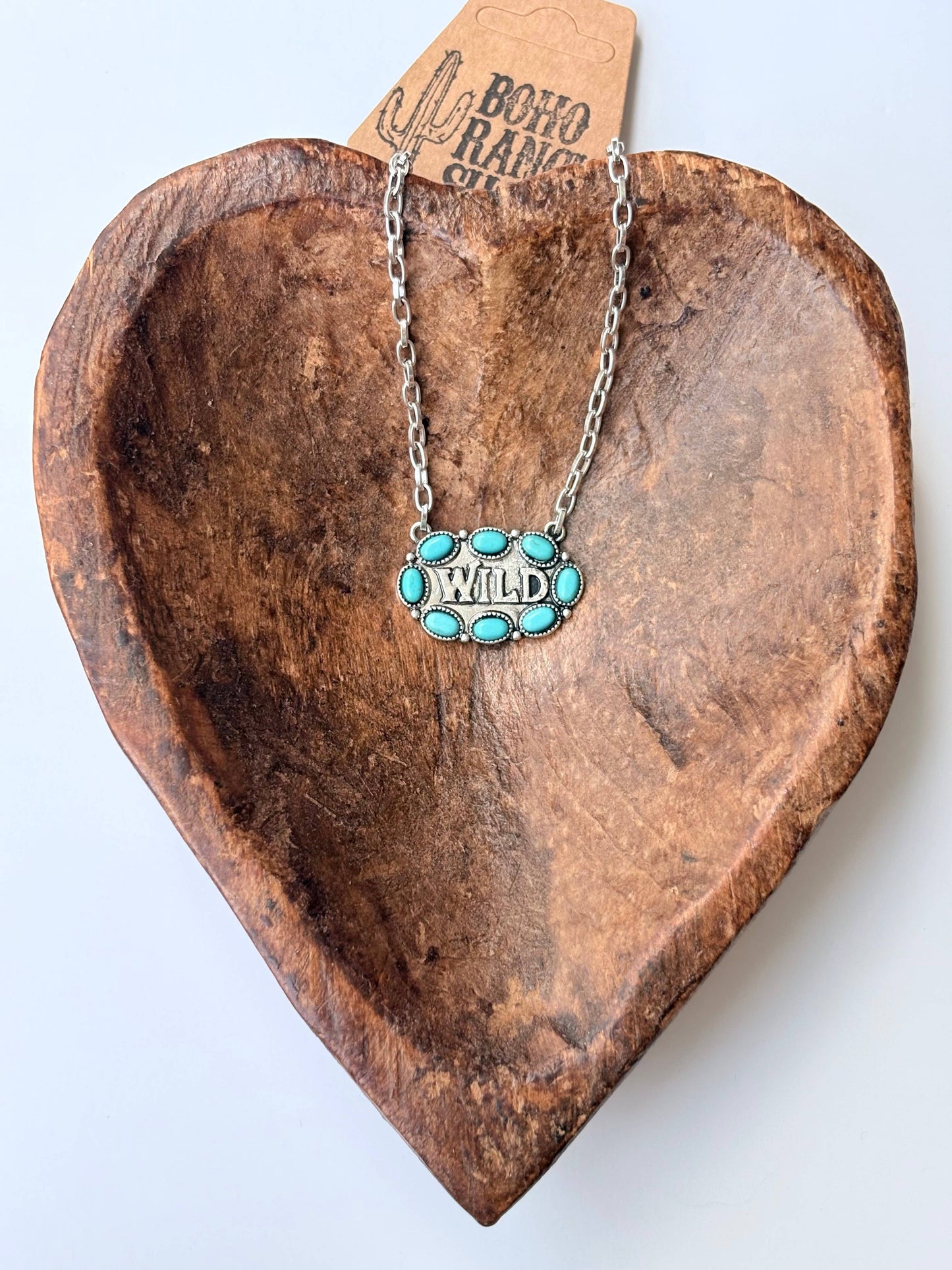 Western WILD Stone Pendant Necklace: White