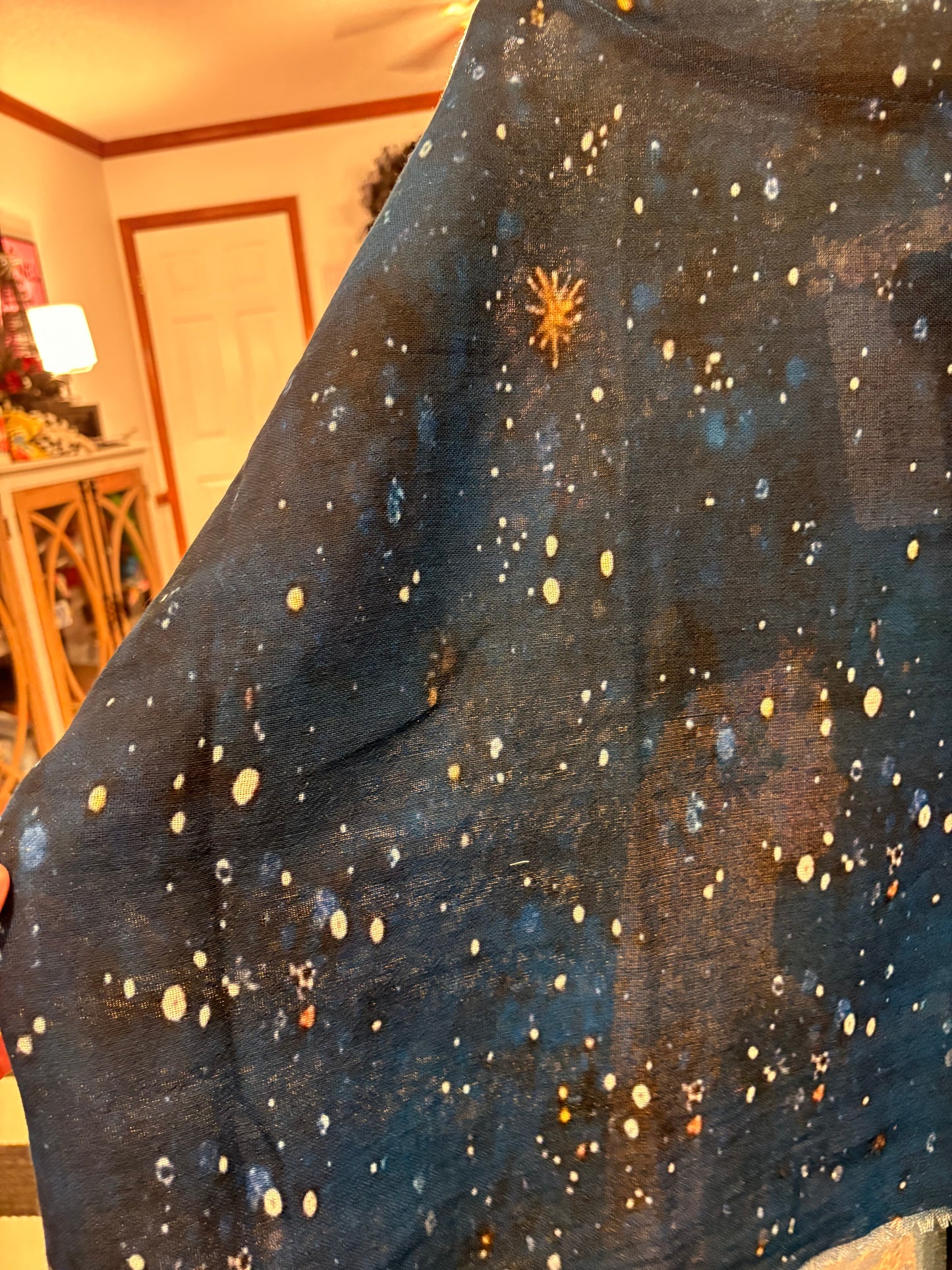 Hi-Lo Tunic with Girl Under Night Sky & Planet Print