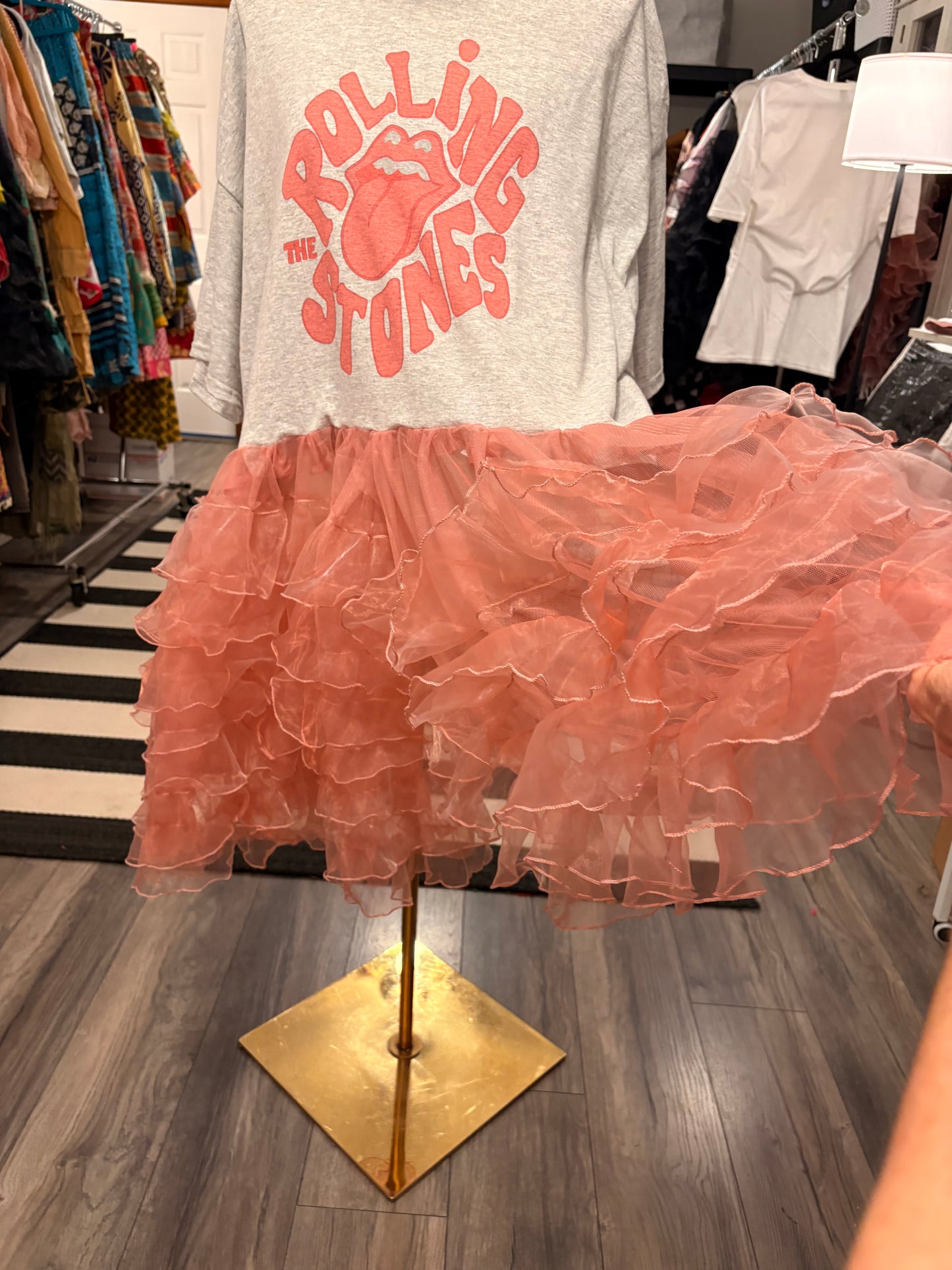Pink Stones Rockstar Ruffle Top/Dress One Size Fits a Small to XXL