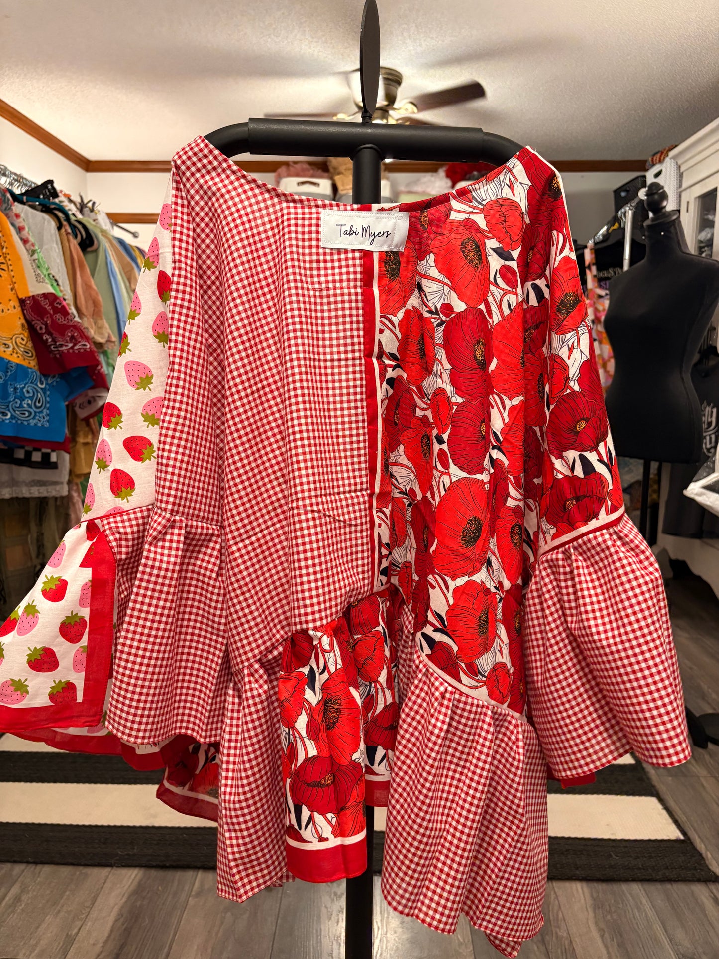 Strawberry Fields Bandana Ruffled Poncho One Size Fits a Small to 3X