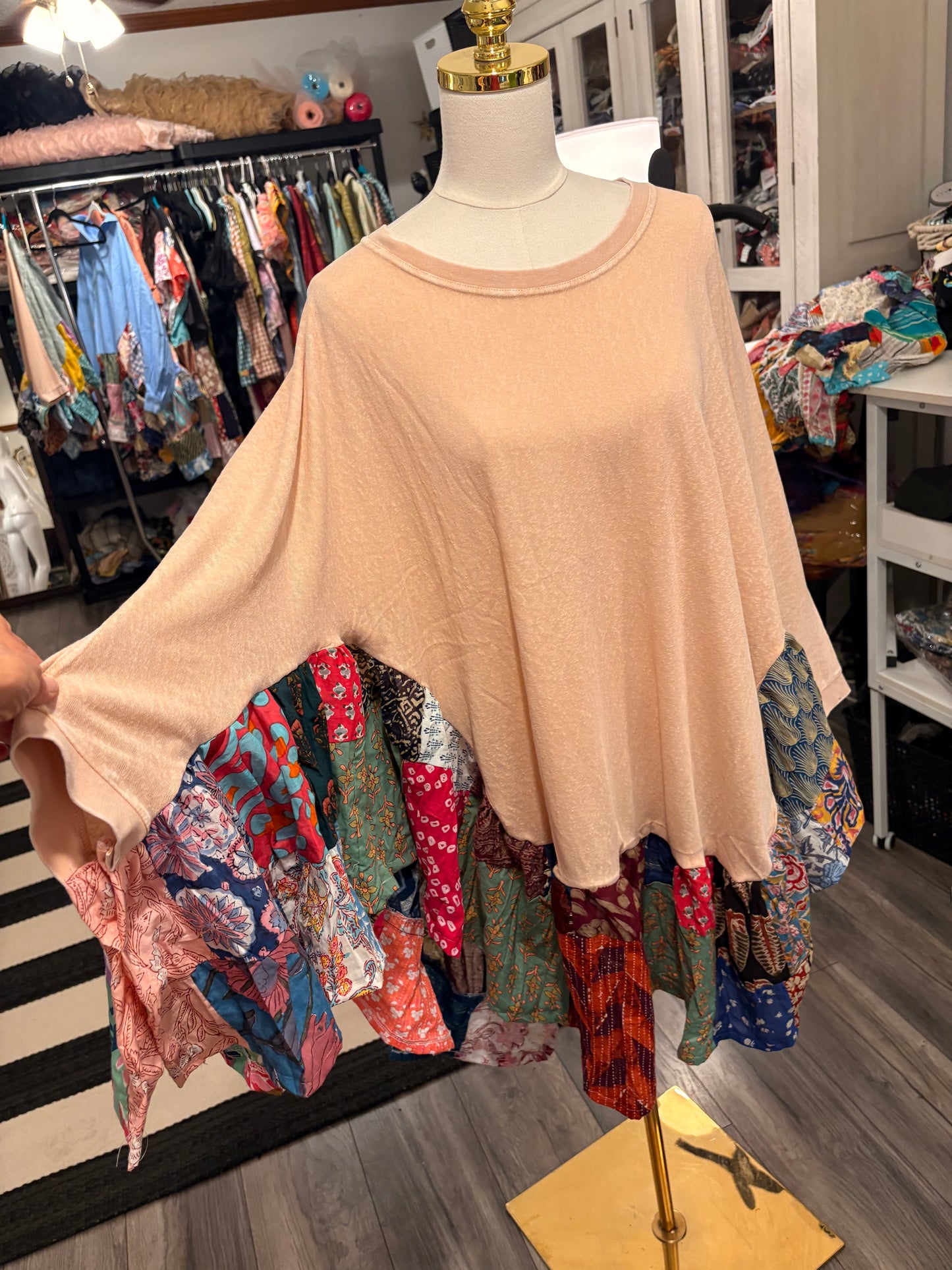 Madeline Upcycled Butterfly Poncho One Size Fits a Large to 3X