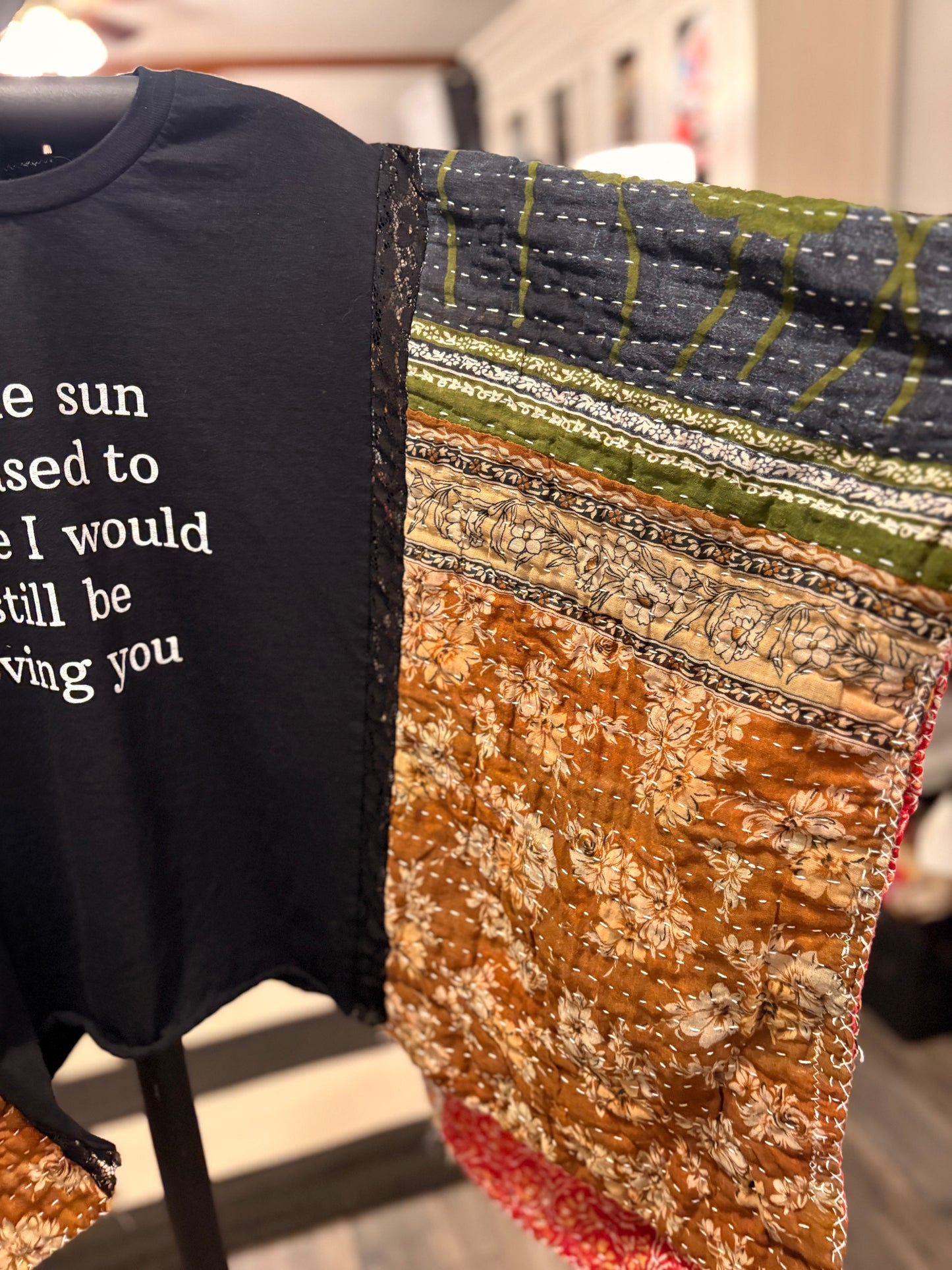 Still Be Loving You Upcycled Kantha Poncho One Size Fits a Small to XL