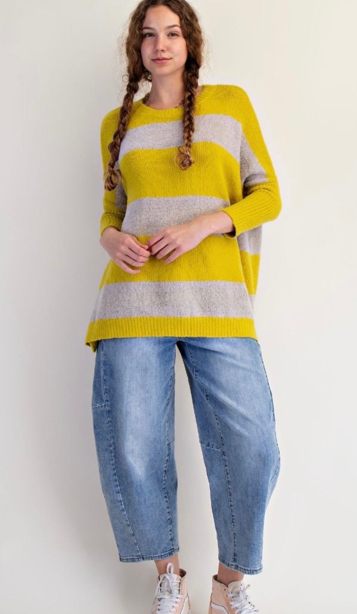 Striped Knit Sweater Pullover