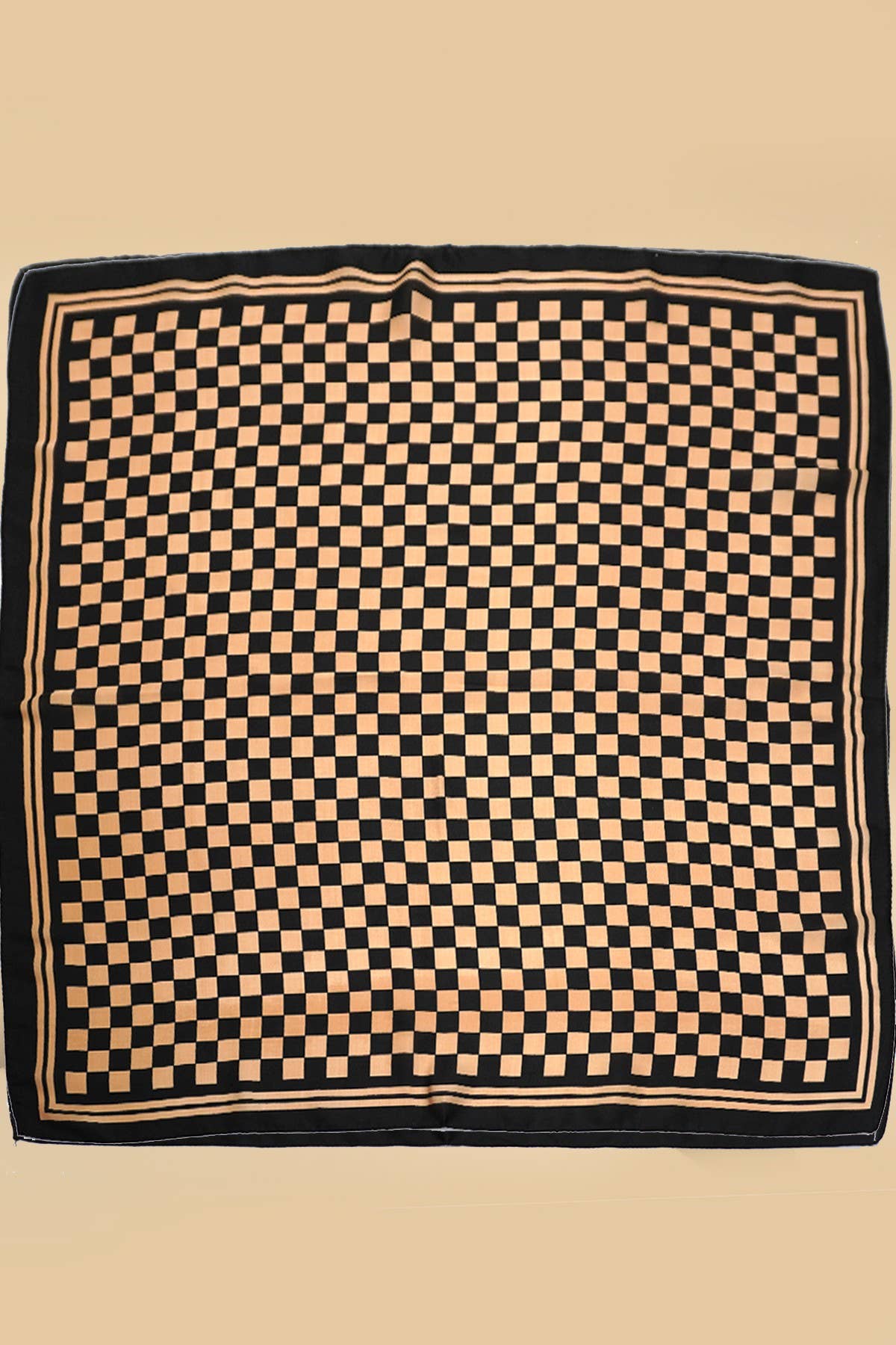 LARGE CHECKER PRINT SILKY FEEL BANDANA SCARF | 40SC692: Black