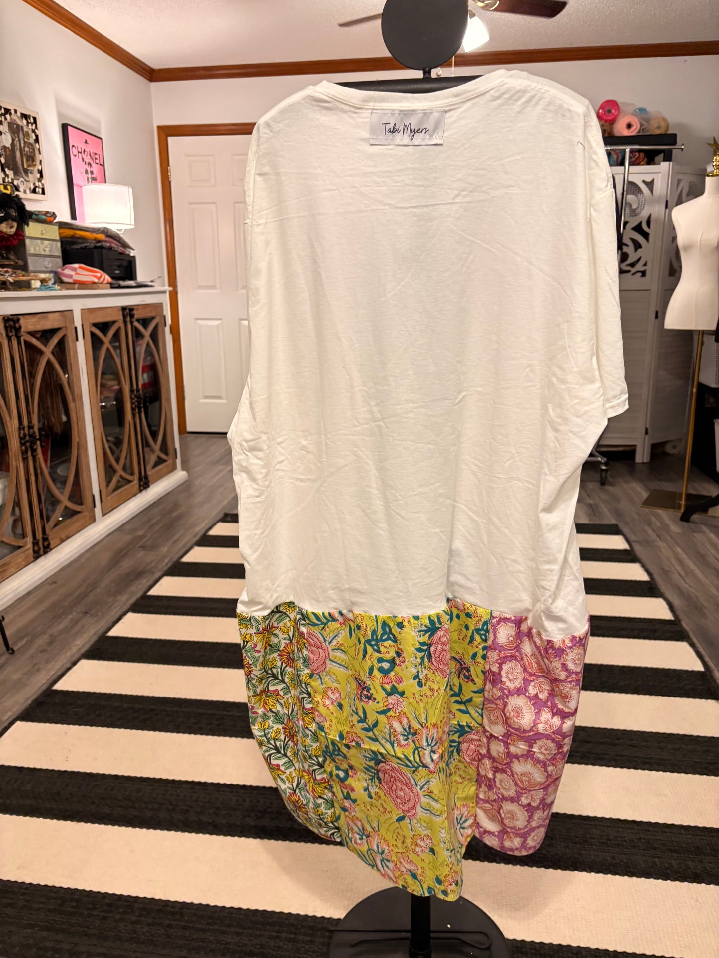 Pink Patchwork Bottom Tee Dress OVERSIZED Fits a Small to 3X