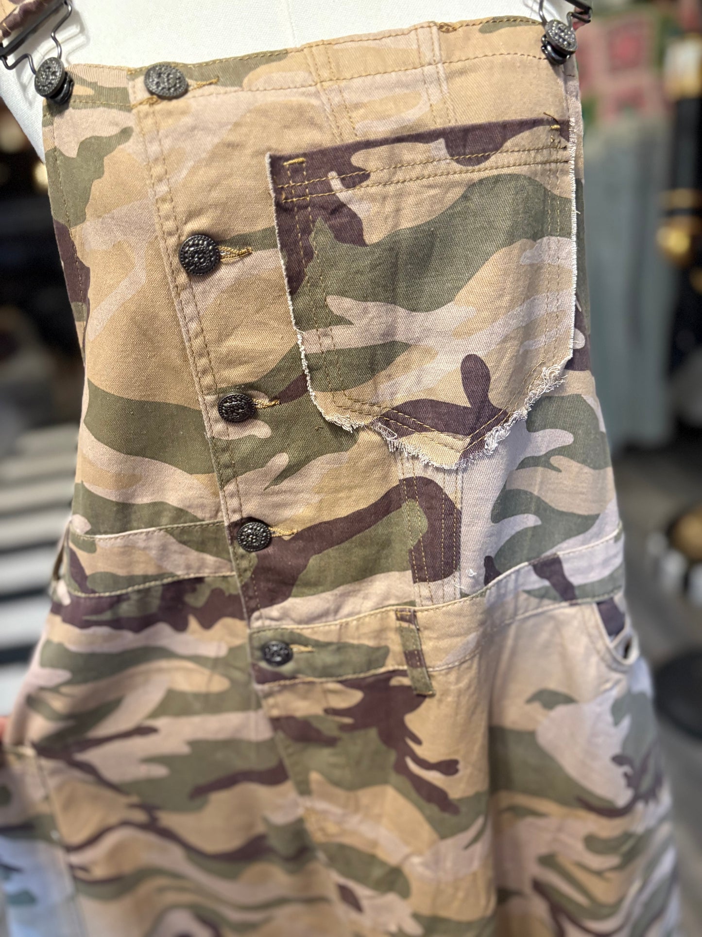 Beige Camo Overall Maxi Dress
