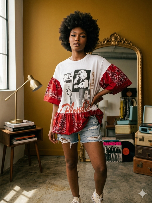 Call Me Bandana Baby Doll Tee Fits a Small to Large