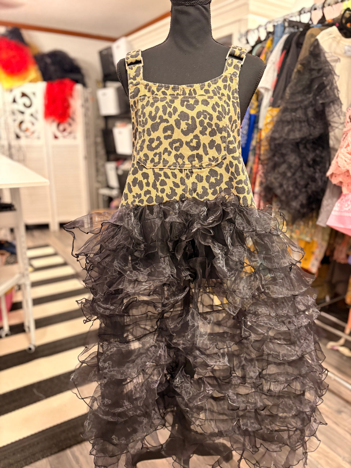 Ruffles and Spots Overall Dress Fits a Size Medium to Large 8/10