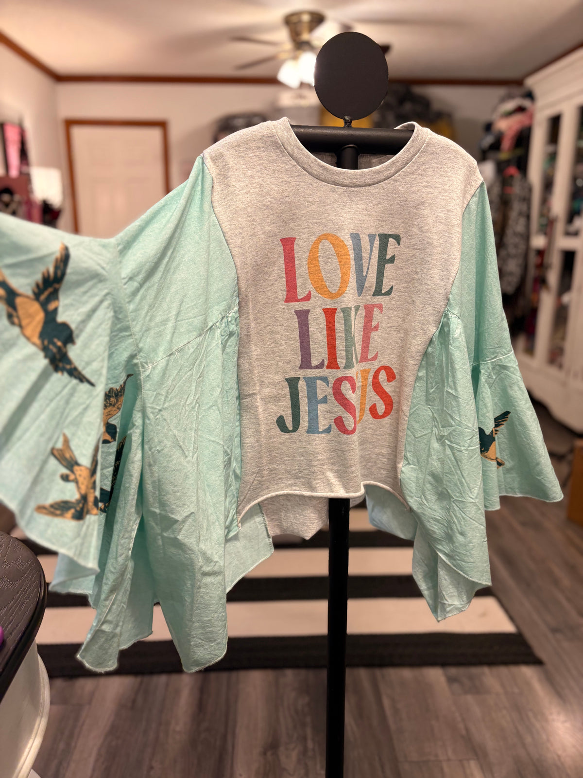 Jesus Loves You Hi/Lo Glam Tee One Size Fits a Small to 3X SHORT