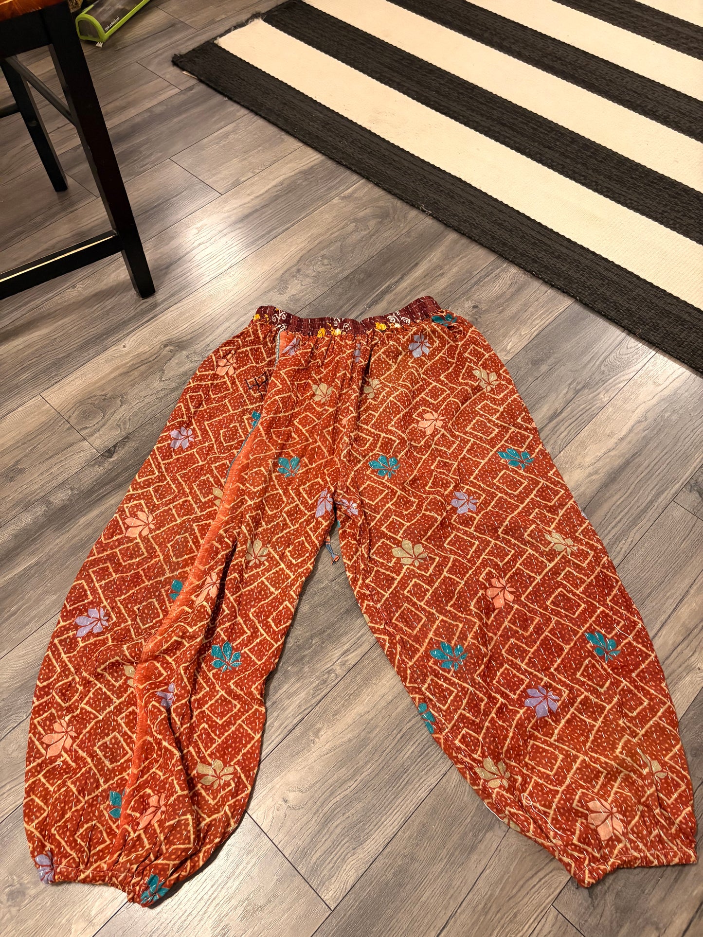 Tina Women Vintage Kantha Quilt Cotton Reversible Harem Pant One Size Fits Size 4-16