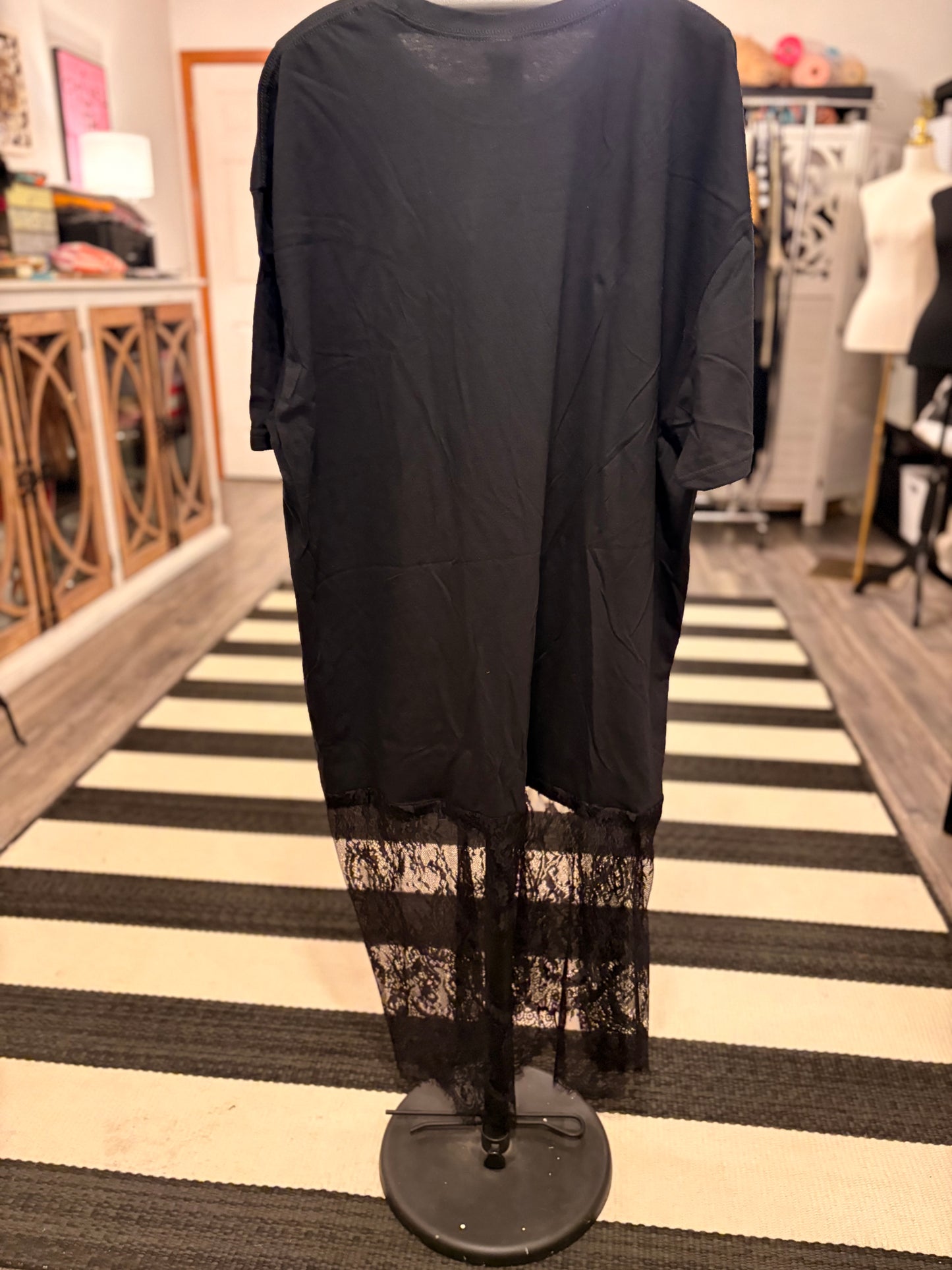Long Live Rock Lace Bottom Tee Dress OVERSIZED Fits a Small to 2X
