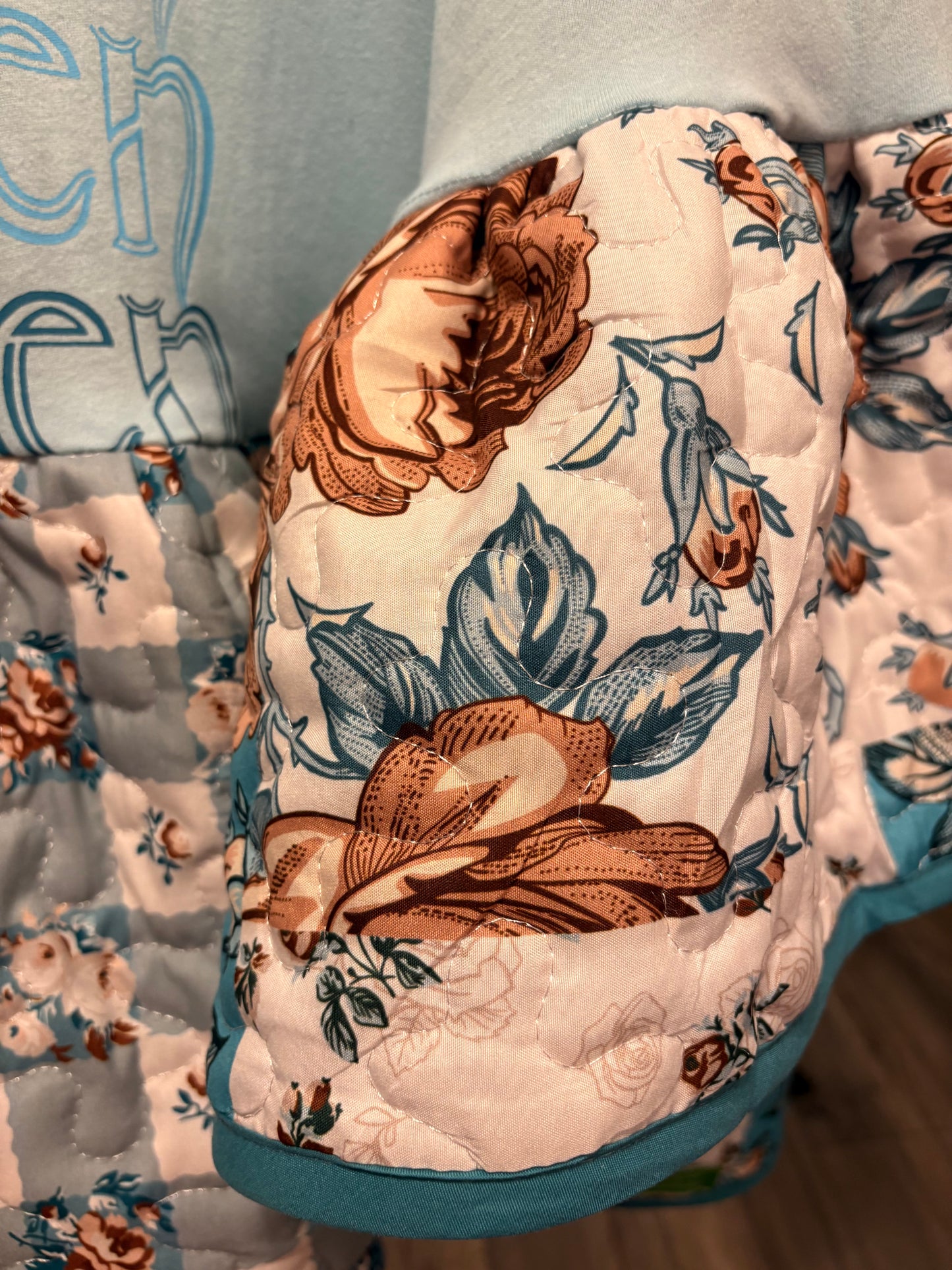 Bohemian Rose Upcycled Quilt Top One Size Fits Large to 3X Oversized!