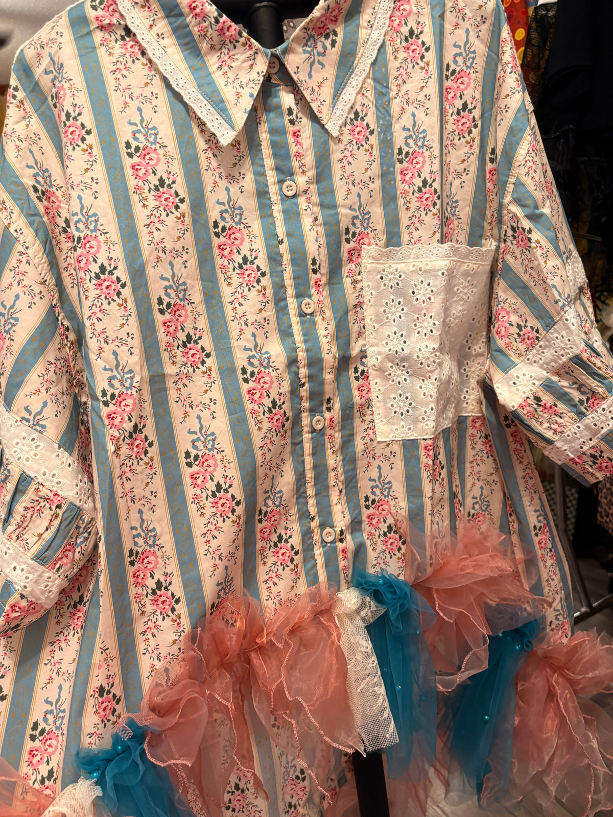 On the Prairie Fringe Hi/Lo Button Down One Size Fits Small to XXL
