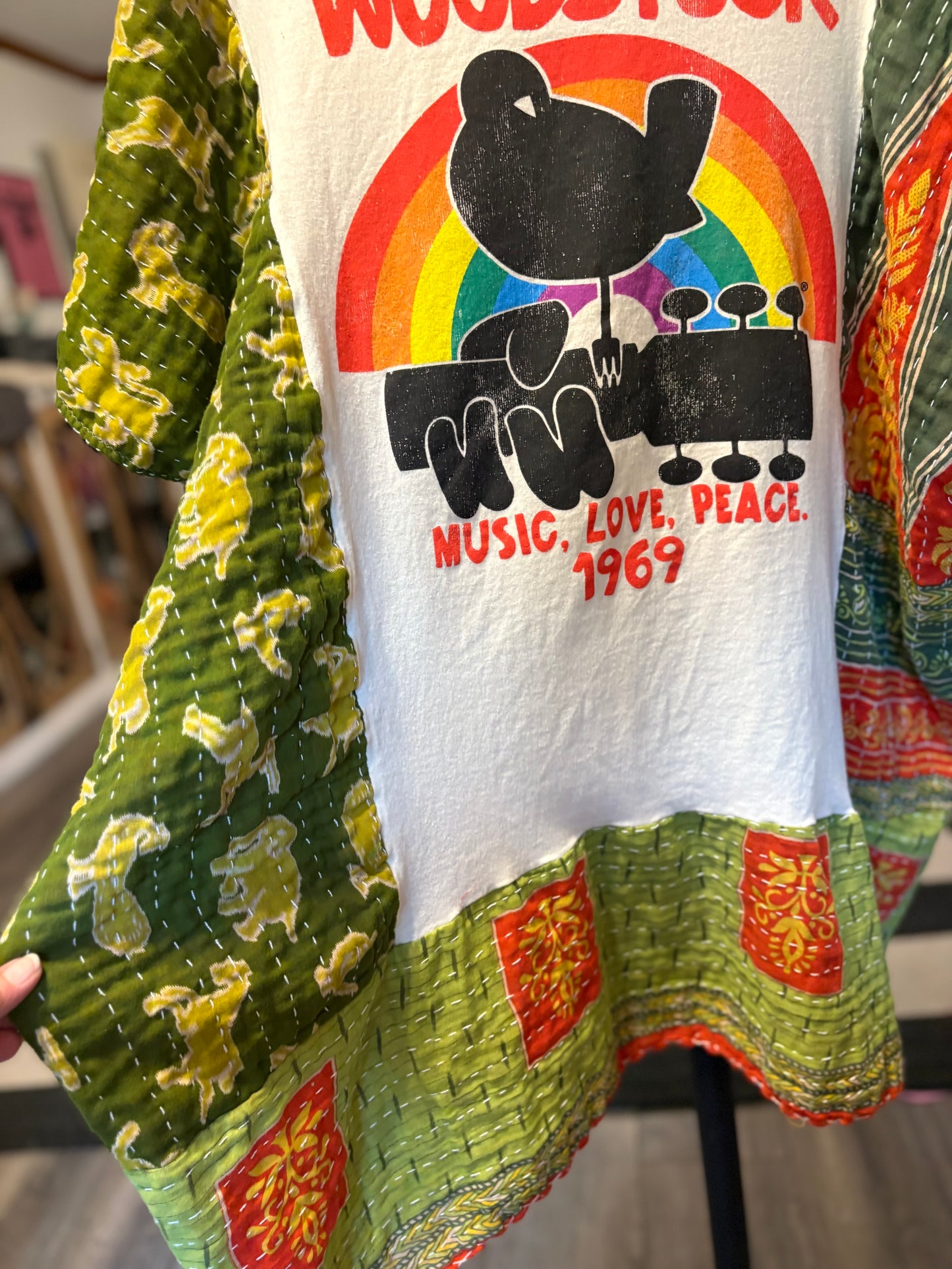 Woodstock Upcycled Kantha Dress Fits a Small to XXL Super Oversized