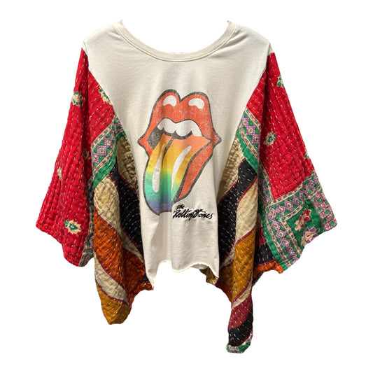 Stones Upcycled Vintage Kantha Poncho Tee Fits A Size Small to XXL