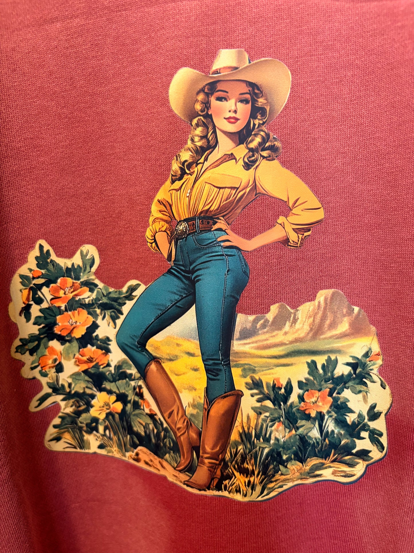 Blue Jeans and Pearls Upcycled Oversized Star Distressed Sweatshirt Long Length Fits Medium-Large