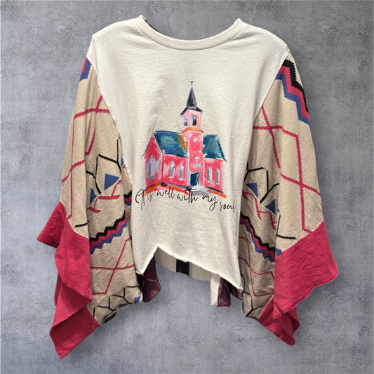 It Is Well Upcycled Drop Sleeve Poncho One Size Fits a Small to XL