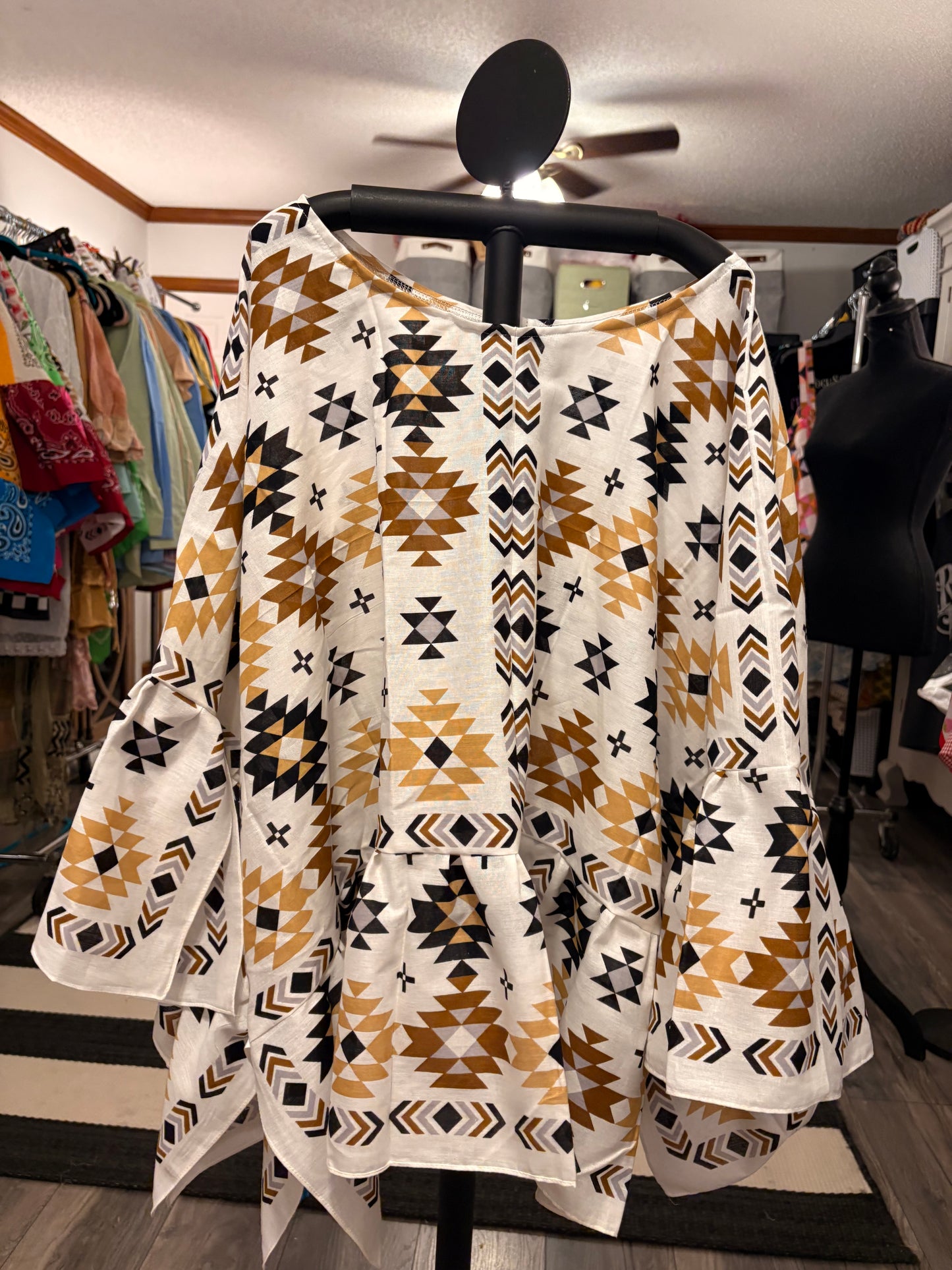 The Warrior Bandana Ruffled Poncho One Size Fits a Small to 3X