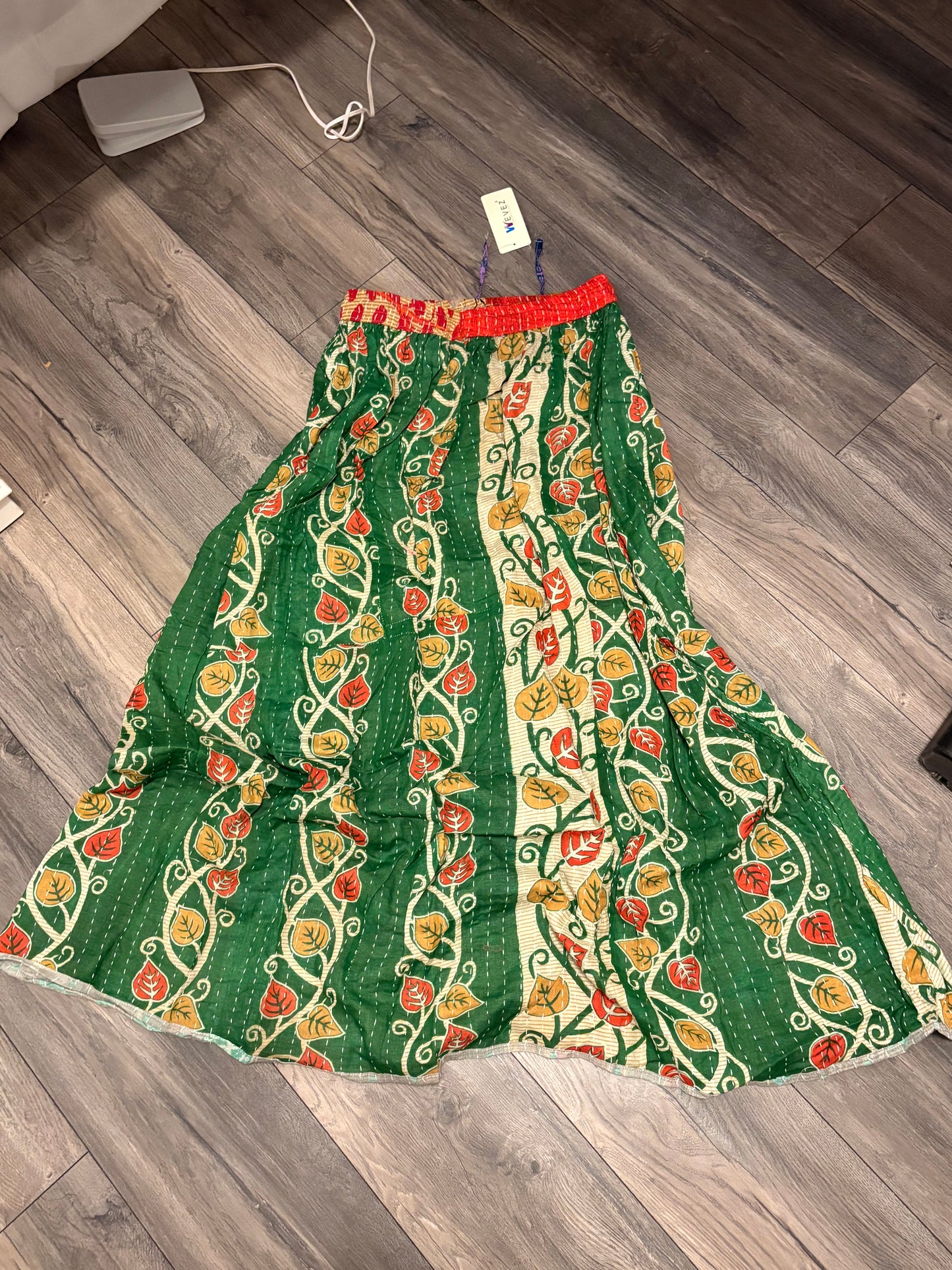 Kayla Women Vintage Kantha Quilt Cotton Reversible Skirt One Size Fits Size 4-16
