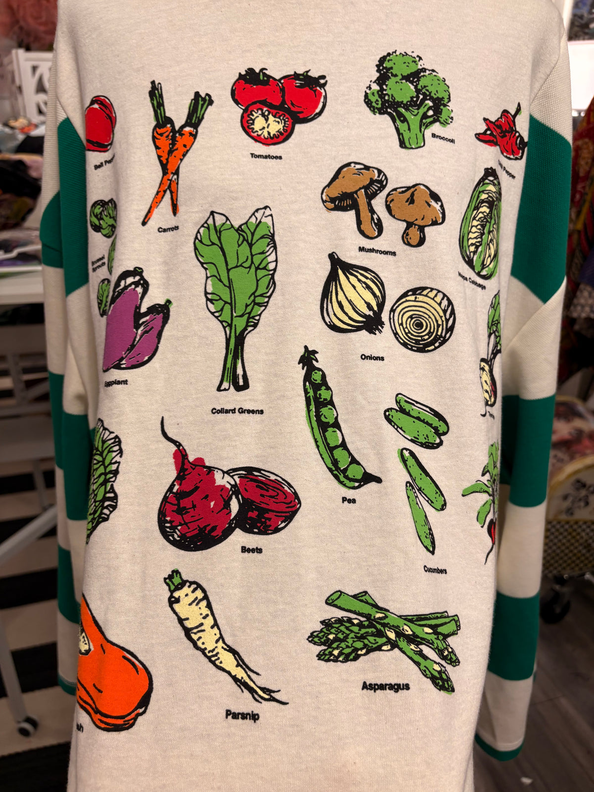 Veggie Striped Sweatshirt Tee One Size fits a Small to XXL