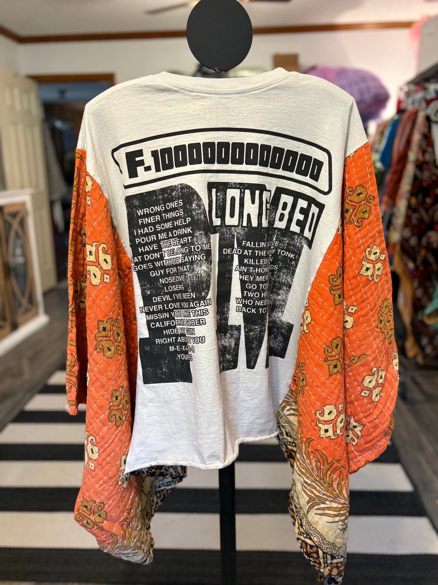 Post Malone Upcycled Vintage Kantha Poncho Tee Fits A Size Large to 3X