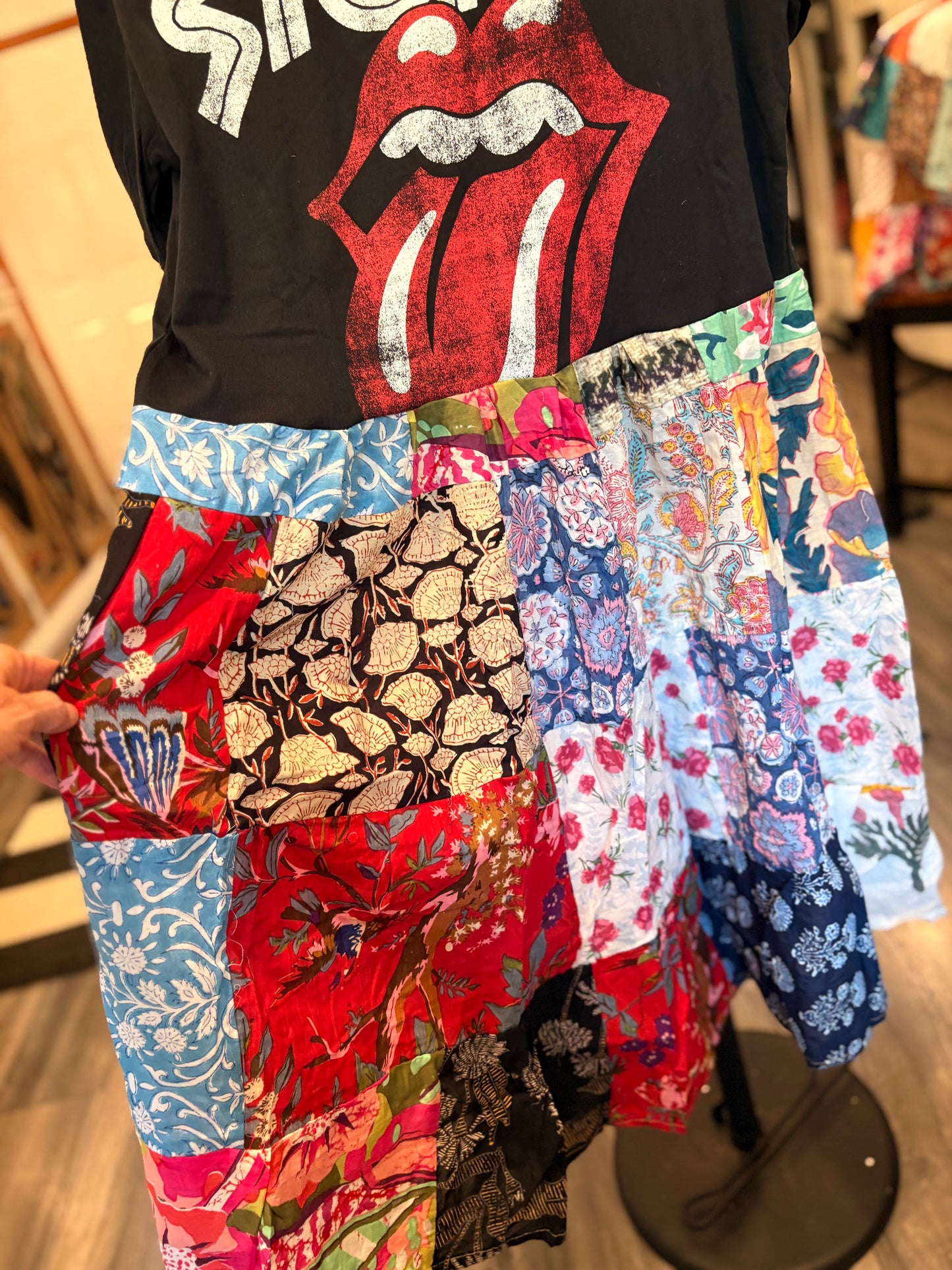 The Stones Upcycled Patchwork Dress One Size Fits a Small to XL