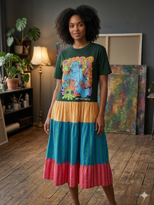 Easy Come, Easy Go Upcycled Patchwork Dress One Size Fits a Small to 2X