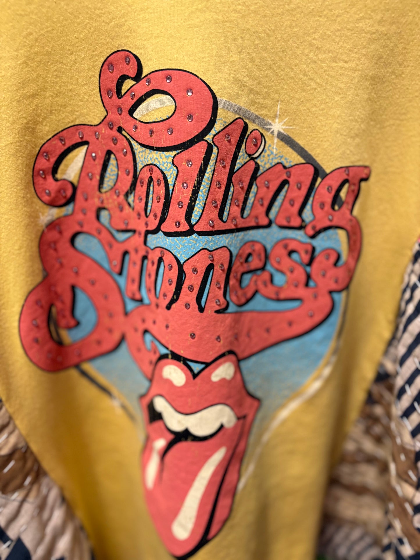 Rolling Stones Upcycled Vintage Kantha Poncho Tee Fits A Size Small to XXL