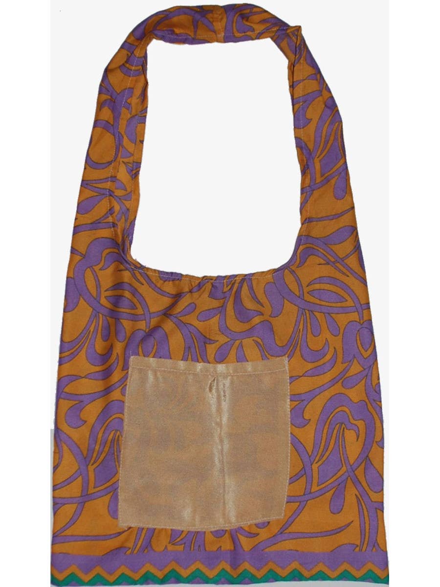 Reusable Floral Printed Jhola shoulder hobo bag with pocket